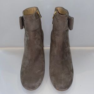 Kate Spade, gray suede bootie.